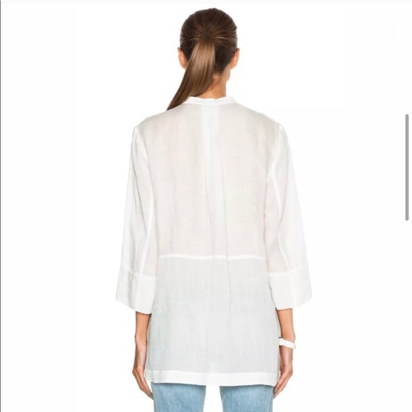 VINCE Collarless Ramie-Voile White Tunic - Picture 4 of 8